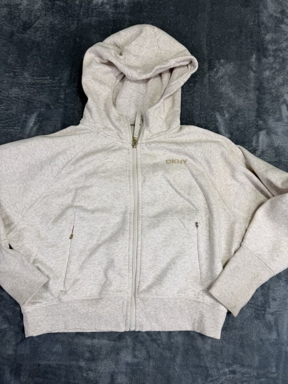 DKNY Sport Womens Beige Zip-Up Hoodie M